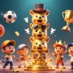 Experience thrilling gameplay at jun88 with a dynamic scene of 3D characters, sports elements, and vibrant casino features.