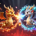 Plongez dans l'univers du casino en crypto avec des dragons et des éléments flottants captivants.