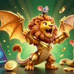 Profitez des jeux de casino en ligne sans wager avec une créature chimère éblouissante et des pièces de crypto-monnaie.