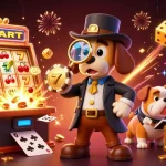 Win big at qq88 com with a magical casino adventure featuring detectives and treasures in a vibrant illustration.